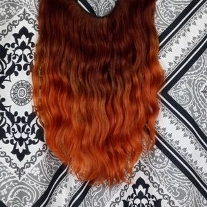 14" human hair halo extensions, custom dyed
